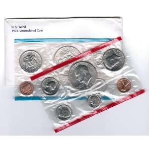  1974 United States 13 Coin Mint Set, Original Packaging. P 