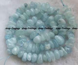 smooth 3x7 4x10mm blue natural aquamarine chip gemstone beads 16 