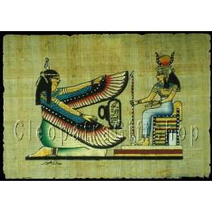  ancient artwork  Goddess Maat And Goddess Isis Papyrus 