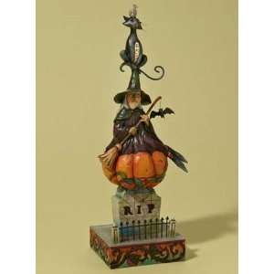    Jim Shore Halloween Spook Stack Witch Black Cat 
