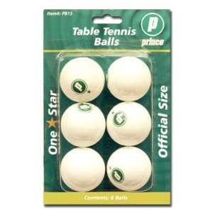  Prince White One Star Table Tennis Balls   6 Pack Sports 
