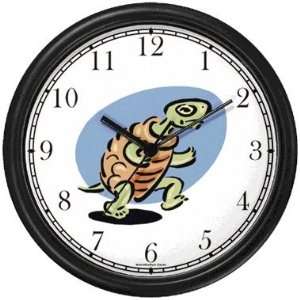 Running Turtle or Tortoise Cartoon (Aesop or Aesops) Animal Wall Clock 