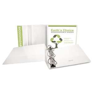 Earth`s Choice Biodegradable Angle D Ring View Binder, 1 1/2, White 