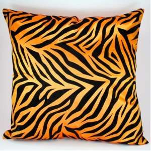  Hot Orange Tiger 18x18 Decorative Silk Throw Pillow 