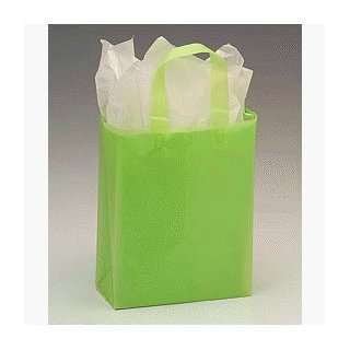  Lime Green Frosted High Density Shoppers, 8 x 4 x 10 