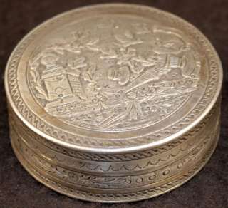 ANTIQUE FRENCH 200+ YR OLD COIN SILVER SNUFF BOX HANDMADE RARE SCENIC 