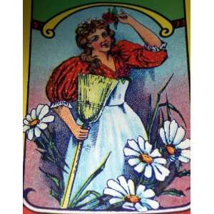  Vintage Lithograph Victorian Maid Label 1910s 