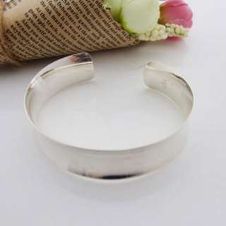 925 Sterling Silver Smooth Bracelet Bangle Cuff Wide  