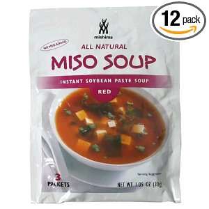 Mishima Instant Soup Mix, Red Miso, 1.05 Ounce Packets (Pack of 12 