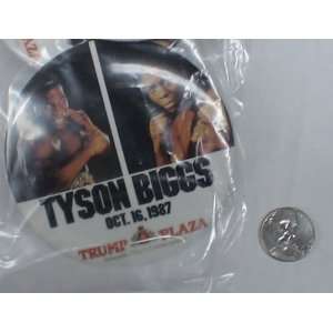   MIKE TYSON VS BIGGS 10/16/1987 VINTAGE BOXING BUTTON 