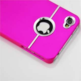 New Hot Pink Deluxe Chrome Hard Back Cover Skin Case for iPhone 4 G 4G 