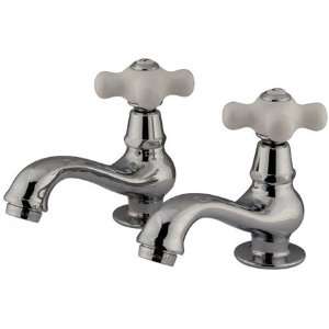   Double Handle Basin Faucet with Porcelain Cross Hand