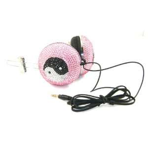   Pink Crystal Rhinestone Bling DJ Over Ear Headphones 