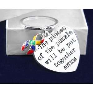  Autism Ribbon Key Chain  Pieces of the Puzzle (Retail 