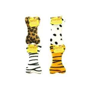   48 Pack of Squeaking soft dog bone with animal print 