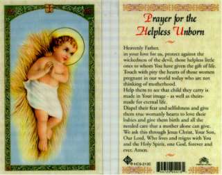 Prayer for the Helpless Unborn Holy Card Protect Babies  