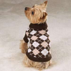   Canine ~ Argyle Turtleneck Sweater ~ Brown ~ Large 