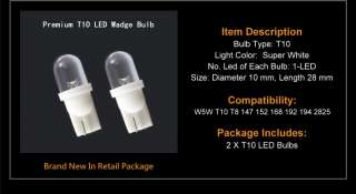 White T10 168 194 W5W 2825 1 LED Wedge Bulbs  