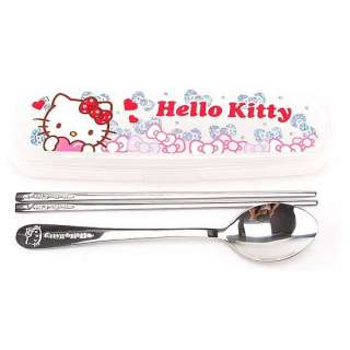 Hello Kitty Spoon & Chopstics Set With Plastic Case  