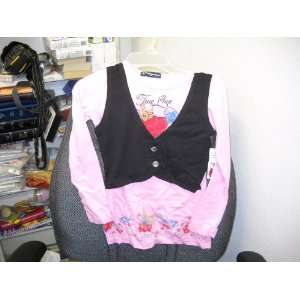  Baby Doll Shirt Pink and Black Heart  Size 14/16 