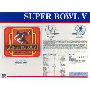  Super Bowl V Patch and Game Details Card Sports 