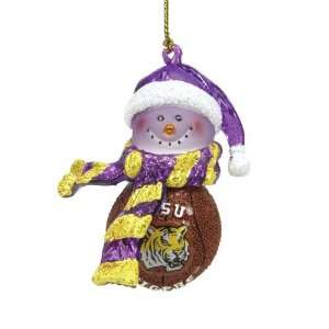 Lsu Tigers Ncaa Striped Acrylic Basketball Snowman Ornament (2.5)