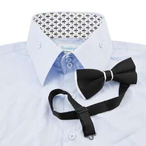   Mens Classic Style Silk Bow Tie Cravat, Black & White 