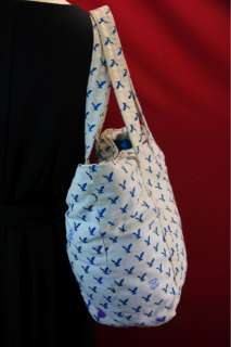Large AMERICAN EAGLE White and Blue Beach Tote Canvas BAG SUMMER [51L 