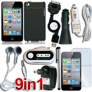 BLACK HARD BACK CASE COVER USB CABLE HOME CHARGER FOR APPLE IPOD TOUCH 
