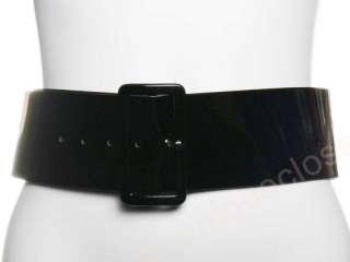 Ladies High Waist Patent Leather Wide Square Belt  