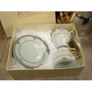  Wedding Favors 2 Cup 2 saucer in square box 2 tone (Set of 
