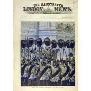   1882 Royal Review Guards Buckingham Palace Old Print