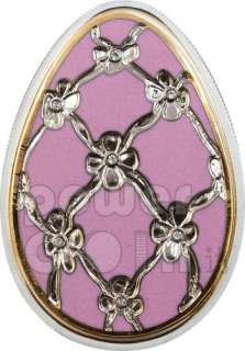   EGGS VIOLET Cloisonne Faberge Silver Coin 5$ Cook Islands 2012  