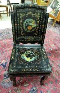 TWELVE PIECE BLACK LACQUER, HAND PAINTED, CHINESE DINING ROOM SET 