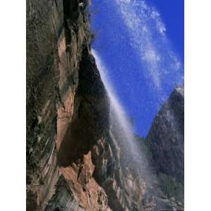 Rock Face and Waterfalls, Emerald Pools, Zion National Park, Utah, USA 