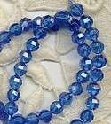 50 VINTAGE SAPPHIRE BLUE LUCITE BEADS FACETED W GERMANY