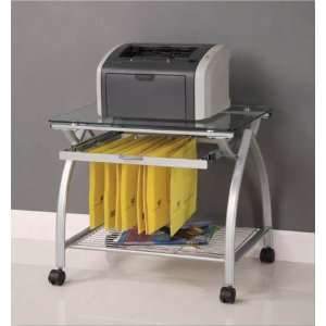  Glass Printer Stand with Casters Clear / Silver   Walker 