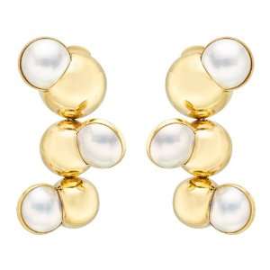   Stephaich Guinness 18k Gold & Mabe Pearl Satellite Earrings Jewelry