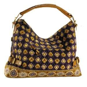 Maggi B French Country Navy Mosaic Quilted Large Hobo Tote   Fall 2007 
