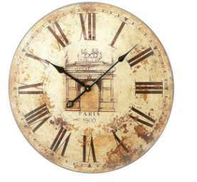 23 Round Wood Wall Clock Antique Details PARIS *NIB  