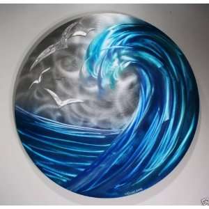  Ocean Wave Painting on Metal, Wall Art Sculpture, Design 