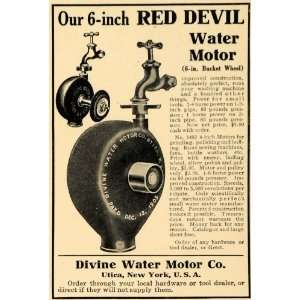  1908 Ad Red Devil Water Motor Utica Divine Bucket Wheel 