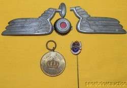 WWI WWII GERMAN MEDAL & STICK PIN & WINGED CUP BADGE #D28  