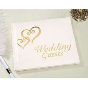  Linked Hearts Wedding Guest Book Gold