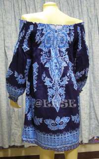 Cotton BOHO Vintage Dashiki Blouse/ Mini Dress  