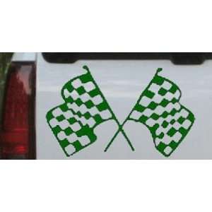 Dark Green 14in X 8.6in    Racing Flags Moto Sports Car Window Wall 