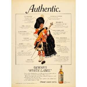  1970 Ad Dewar White Label Whiskey Scotland Kilt Bonnet 