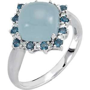   Gold Milky Aquamarine, London Blue Topaz and Diamond Ring Jewelry