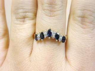 Beautiful Sapphire & Diamond Solid 14K Gold Ring Band  
