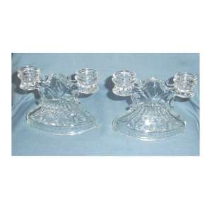  pair Double Glass Candle Holders 